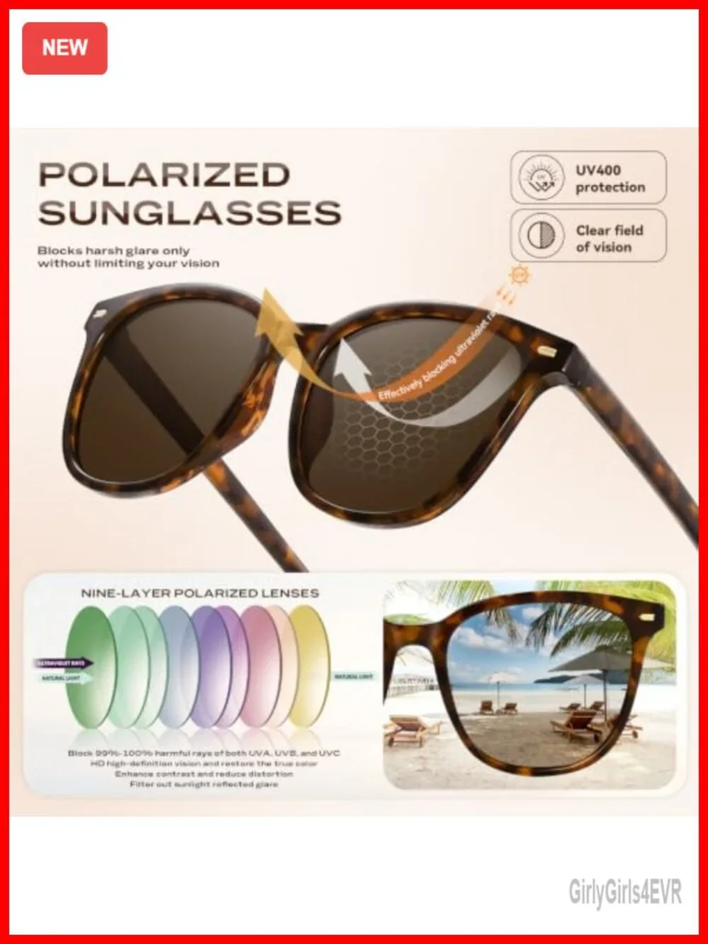 Retro Polarized Sunglasses for Women Men Big Frame Vintage Style UV400